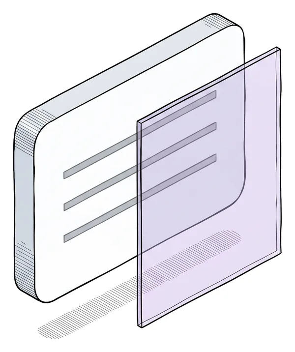 Une carte dont la moitié est derrière une lame de verre.
