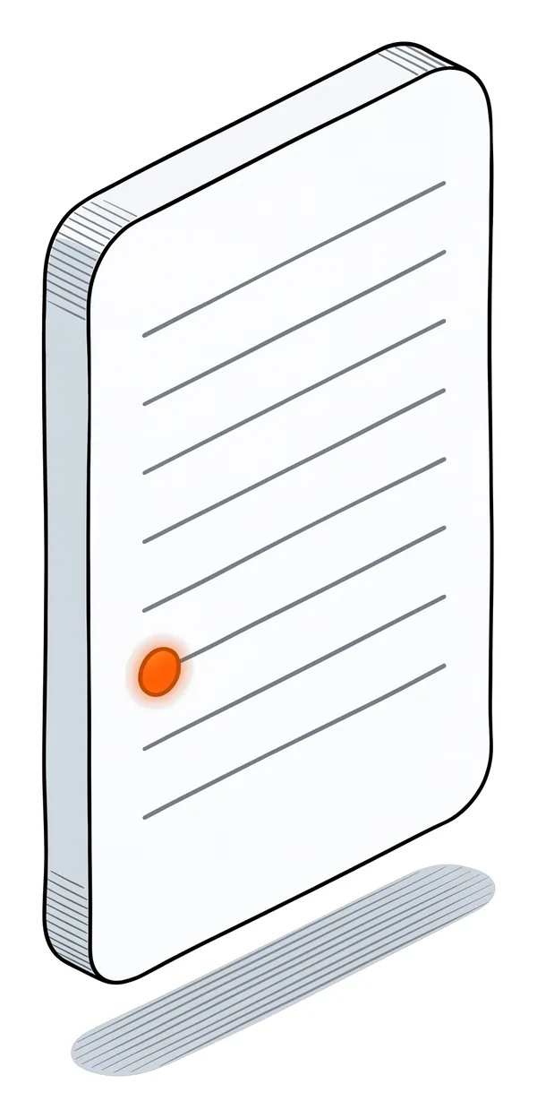 Une carte haute à sept lignes, un nœud au début d’une ligne.