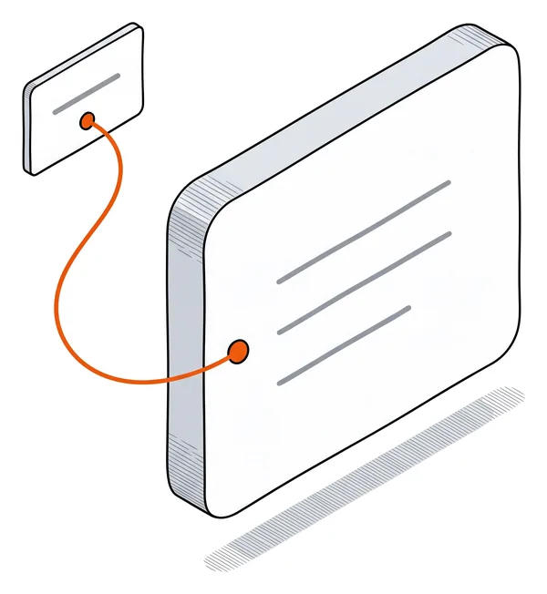Une petite carte envoie un fil vers une grande carte.